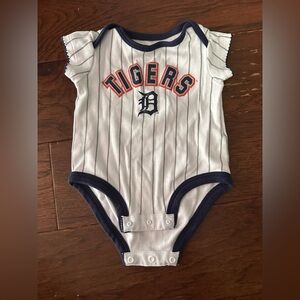 Detroit Tigers Baby One-Piece Bodysuit - White with Navy Trim